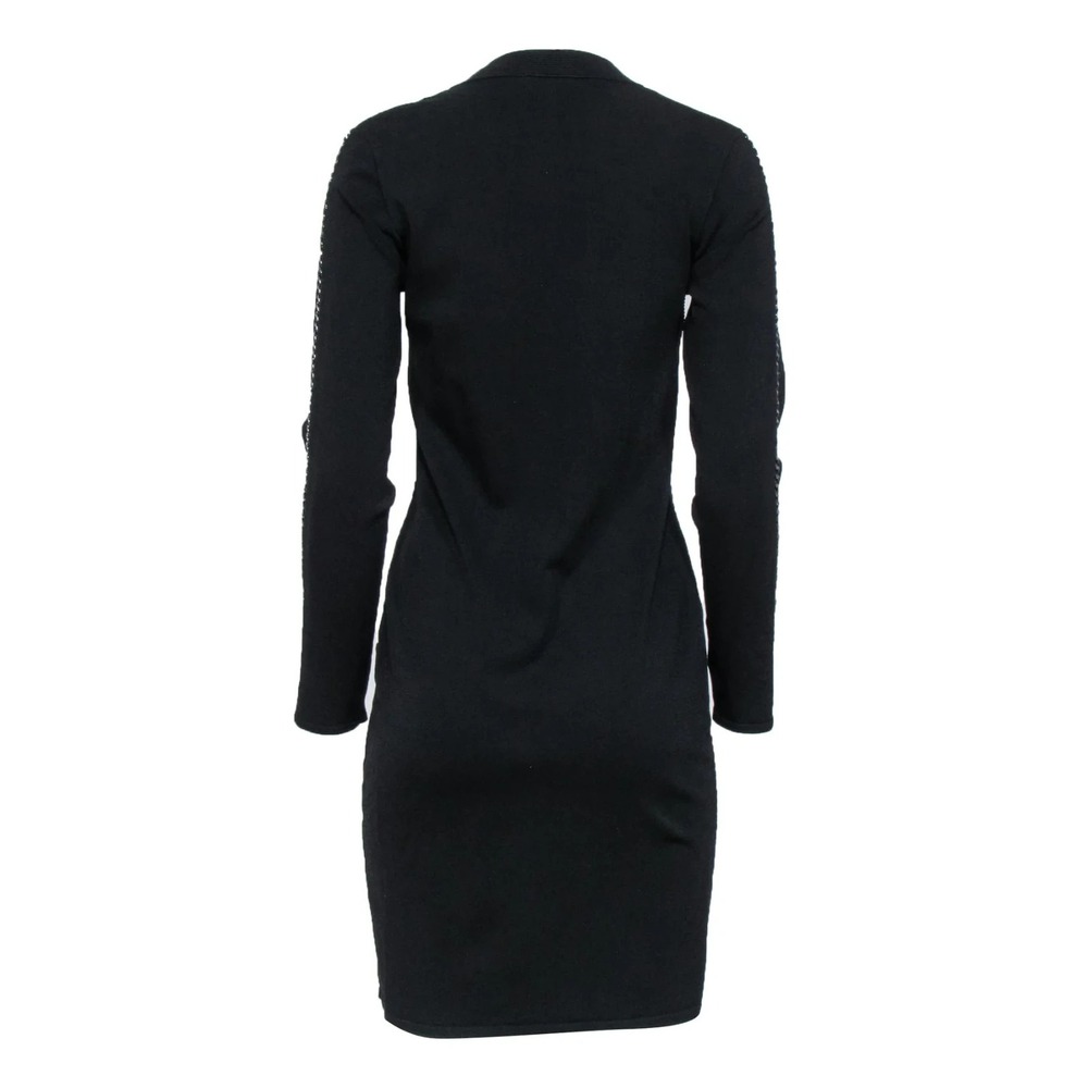 Shoshana Dress Black Knit w/‎ Metal Chain Detail on Sleeves Size S Party Edgy - Picture 5 of 11
